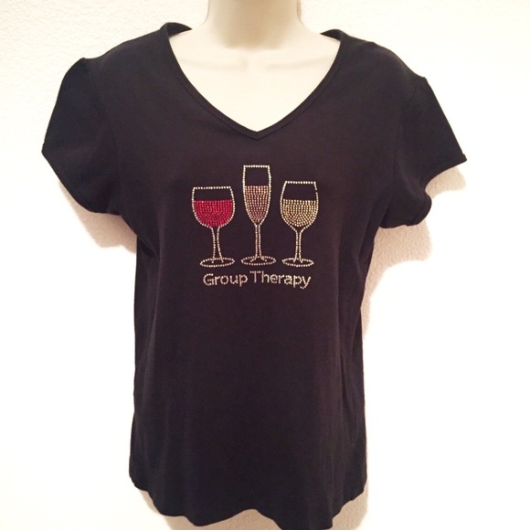 Wine Cocktails Bling Black Women’s T-shirt Large - Picture 1 of 6